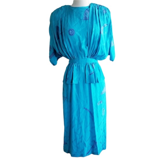1980s Disegni‎ by Perez, 100% Silk, Day Dress - Picture 1 of 8